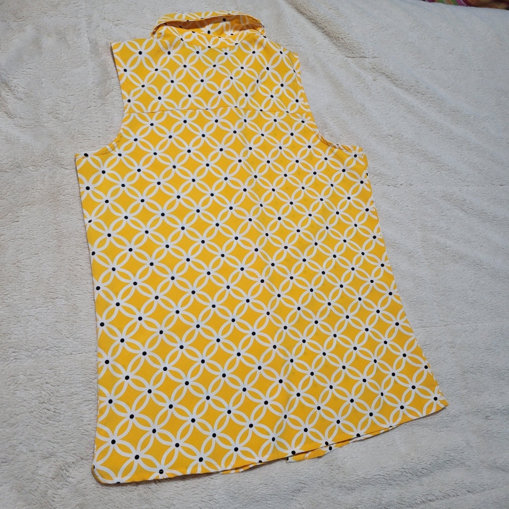 Notations Polka Dot Sleeveless Button Down Blouse… - image 3